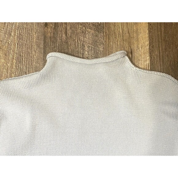 Frank & Eileen Monterey Funnel Neck Sweater Large Ice Blue Cotton Rolled Hem - Picture 6 of 13